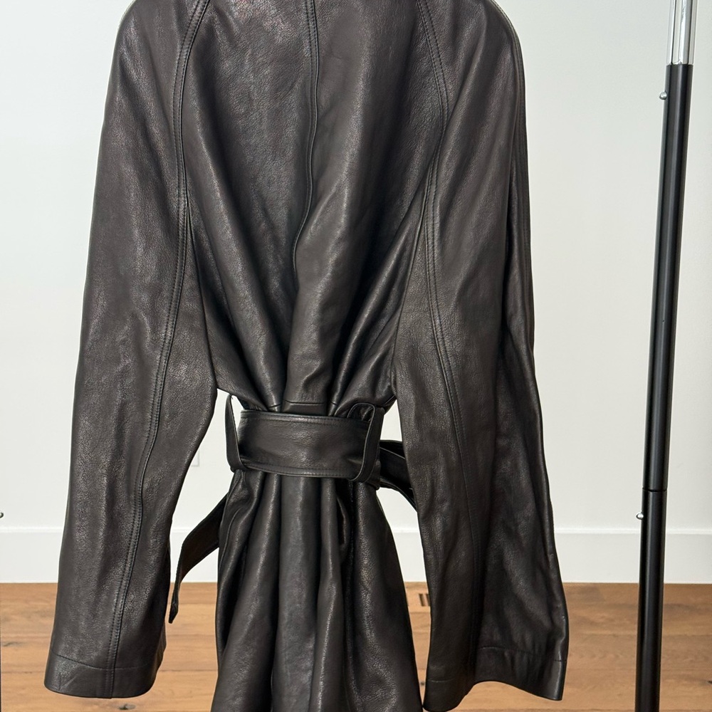 KHAITE Micky Coat Dark Brown/Black Leather Jacket - Picture 6 of 6